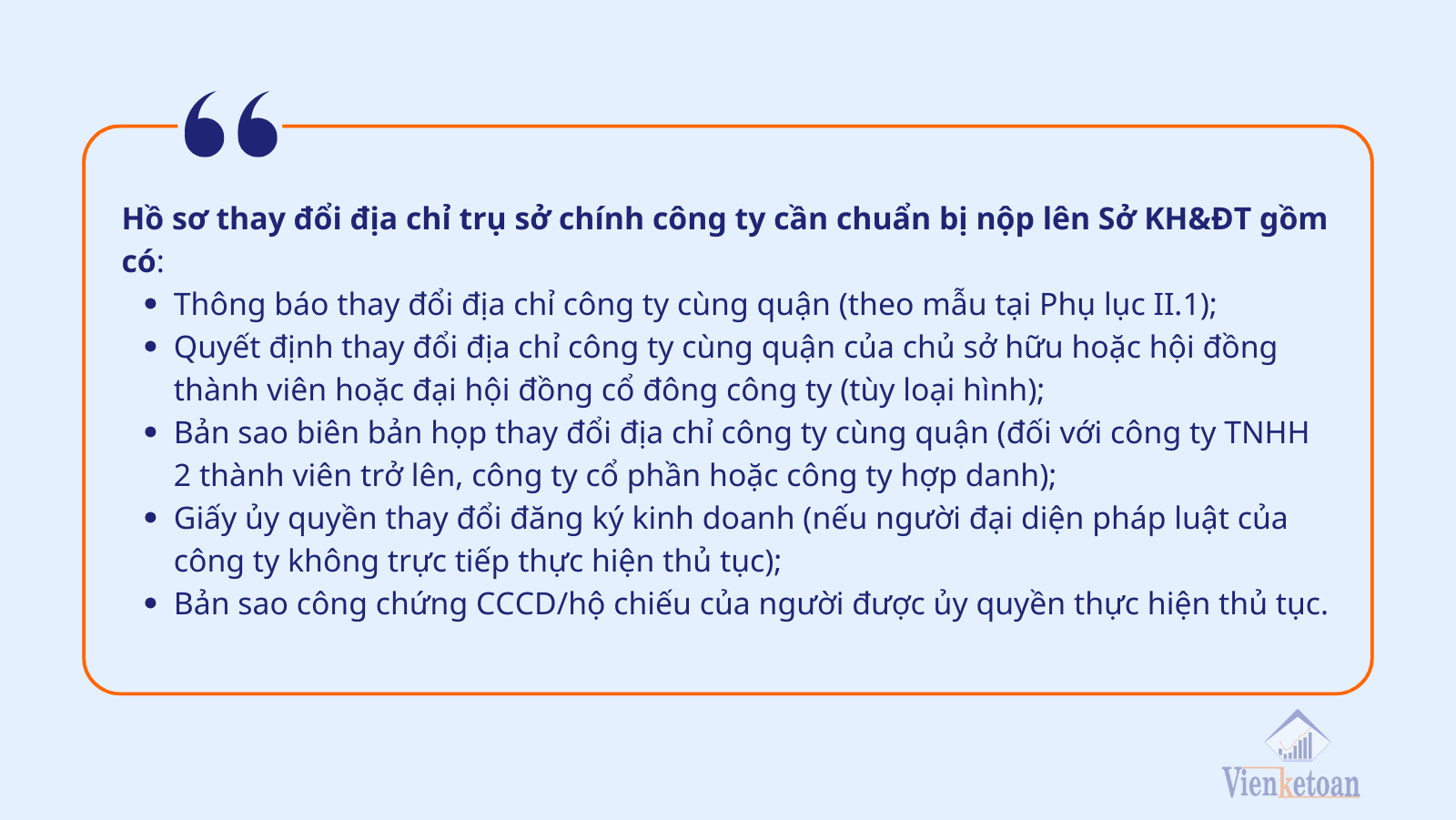Hồ sơ, giấy tờ cần phải có để thay đổi địa chỉ kinh doanh cùng quận