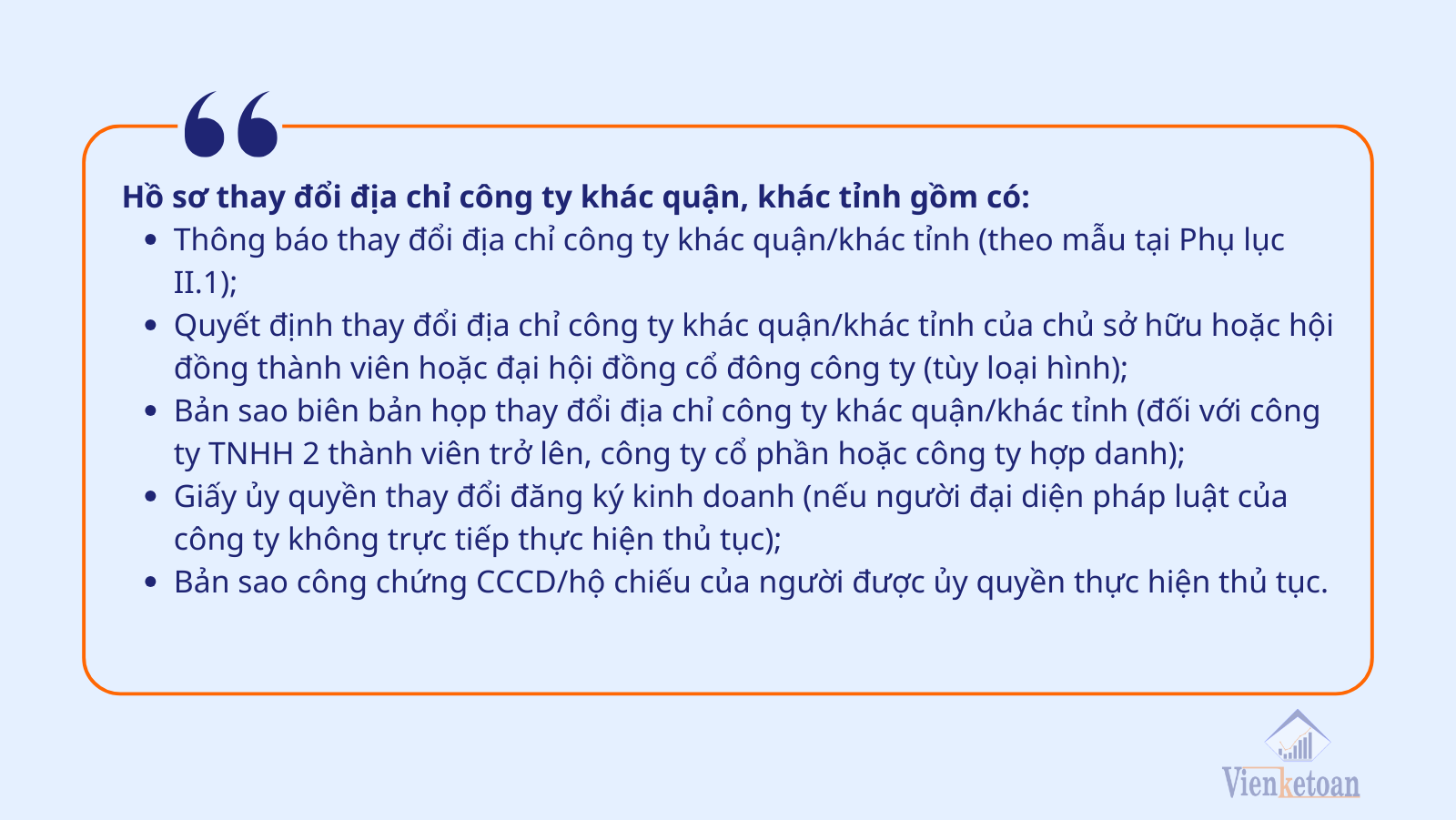Hồ sơ, giấy tờ cần phải có để thay đổi địa chỉ kinh doanh khác quận, tỉnh